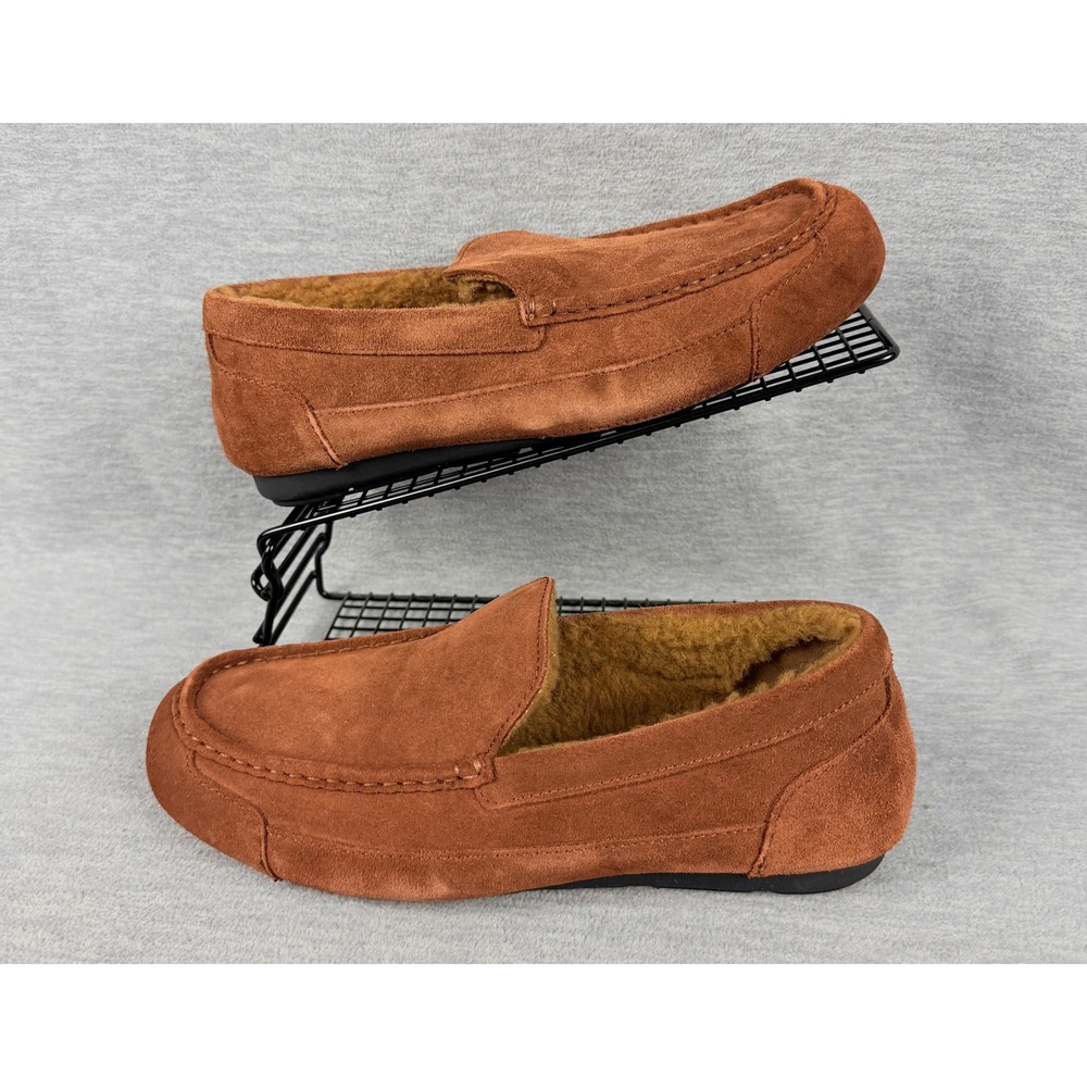 Samuel Hubbard Slip On Slipper Mens 9.5 M Nutmeg Suede Brown Shearling Loafers